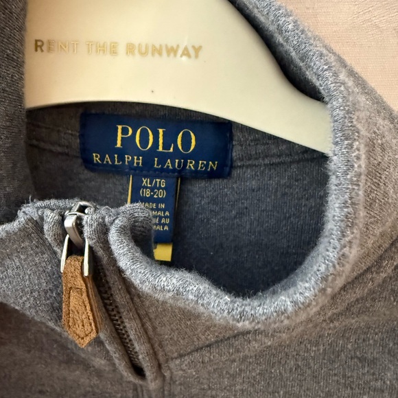 POLO Ralph Lauren Boys Interlock Gray Quarter-Zip Pullover size XL 18-20 - Picture 5 of 7